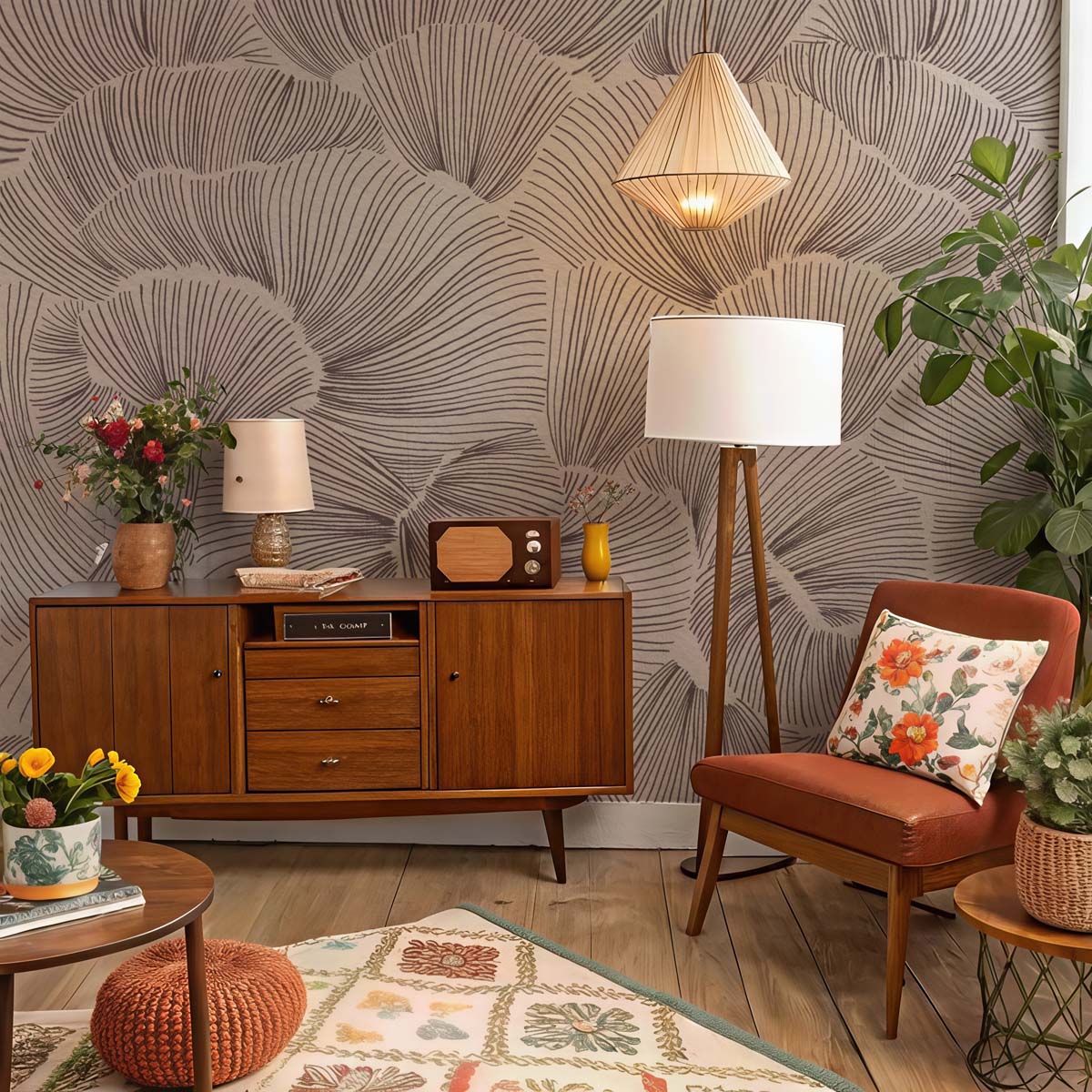 Aerisca, Soft Neutral Brown Petal Drift Wallpaper Mural