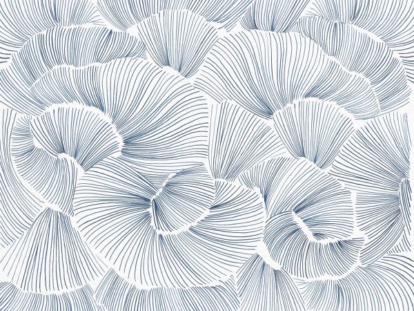 Aerisca, Soft Steel Blue Petal Drift Wallpaper Mural