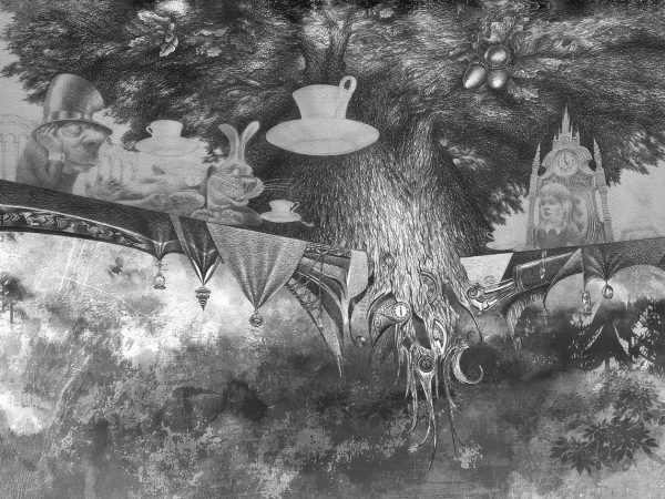 Alice's Enchanted Forest Tea Party Wallpaper Mural