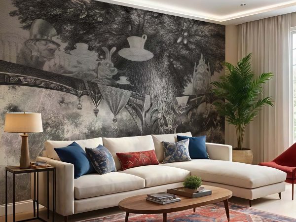 Alice's Enchanted Forest Tea Party Wallpaper Mural