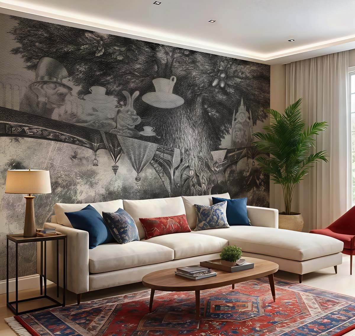 Alice's Enchanted Forest Tea Party Wallpaper Mural