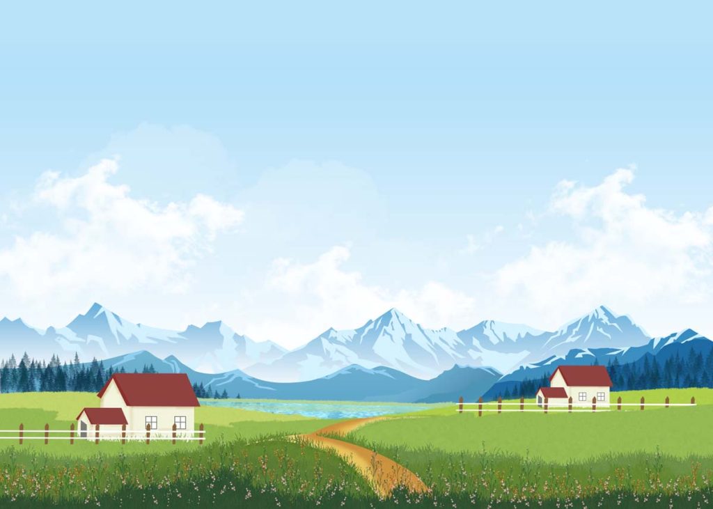 Alpinea, Pastel Highland Serenity Landscape Mural