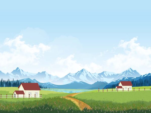 Alpinea, Pastel Highland Serenity Landscape Mural