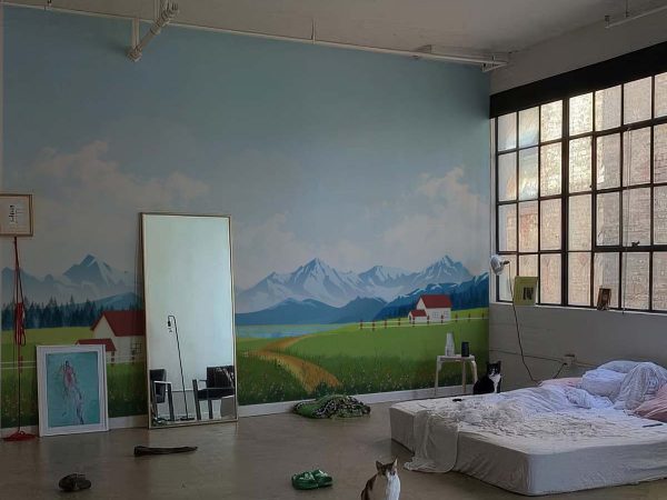 Alpinea, Pastel Highland Serenity Landscape Mural