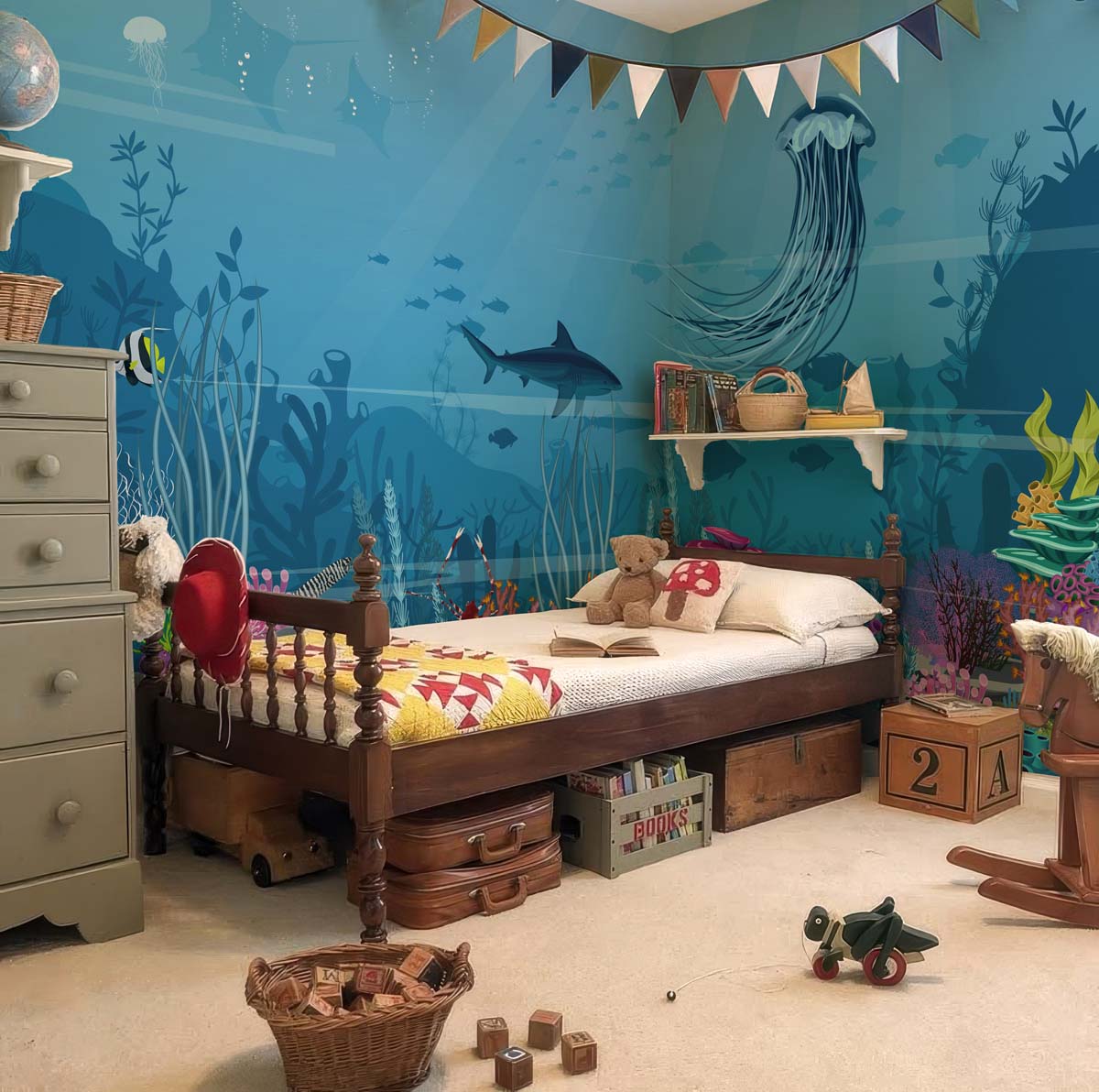 Aqua Safari, Beneath The Waves Wallpaper Mural