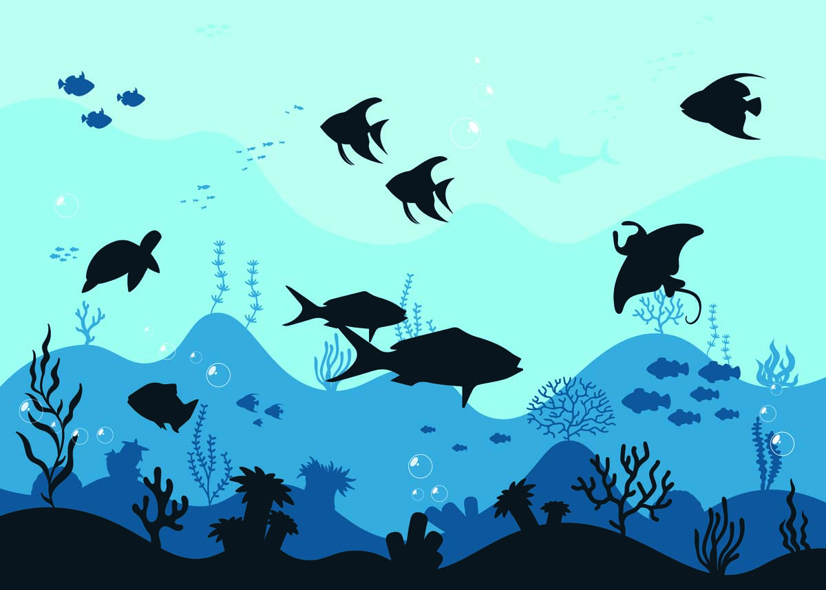 Aqualune, Ocean Whimsy Wallpaper Mural