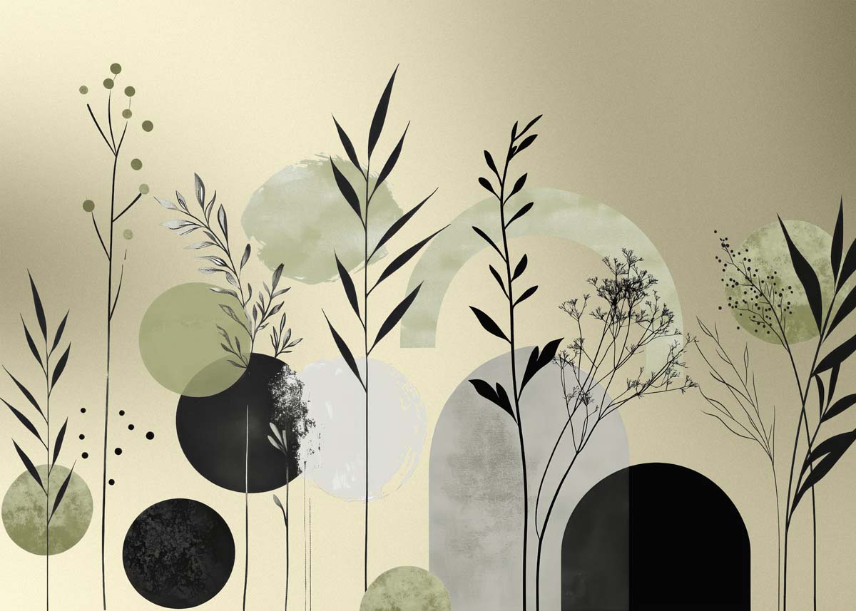 Aura, Sage & Olive Abstract Botanical Wallpaper
