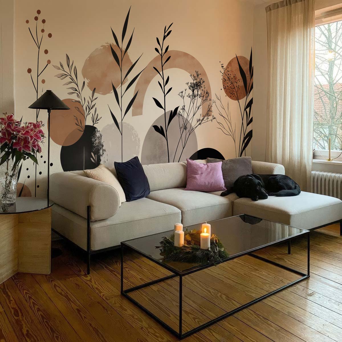 Aura, Terracotta & Sepia Abstract Botanical Wallpaper