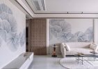 Aurevia, Fine Indigo Linework Petals Wallpaper Mural