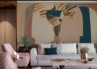 Aureza, Elegant Gold Accent Abstract Face Wallpaper Mural