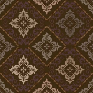 Baroque Ember, Ornate Brown Damask with Royal Plum Accents Wallpaper Mural