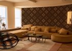 Baroque Ember, Ornate Brown Damask with Royal Plum Accents Wallpaper Mural