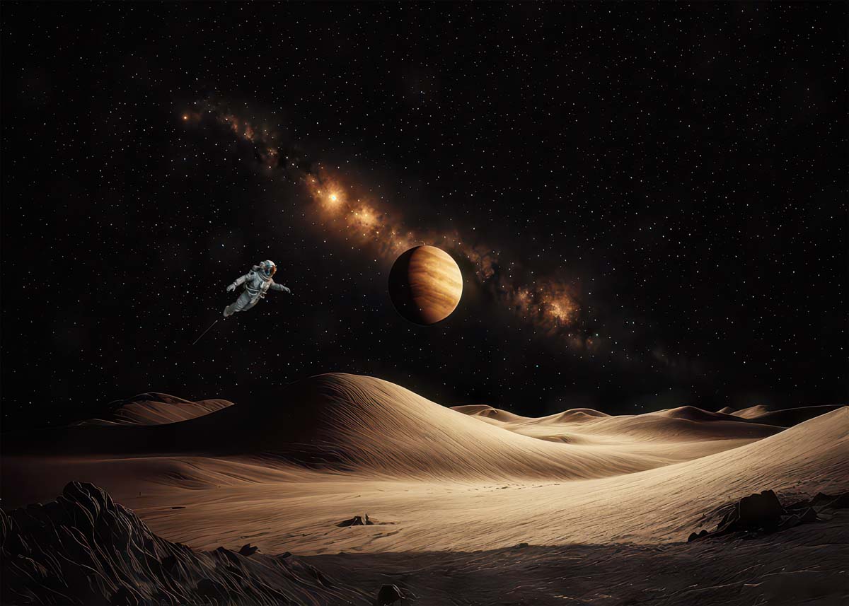Beyond Earth, Galactic Desert & Astronaut Wallpaper Mural