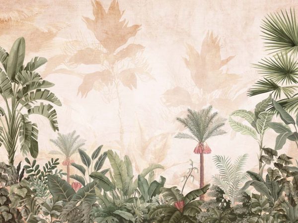 Botanical Paradise, Rustic Jungle Foliage Wall Mural