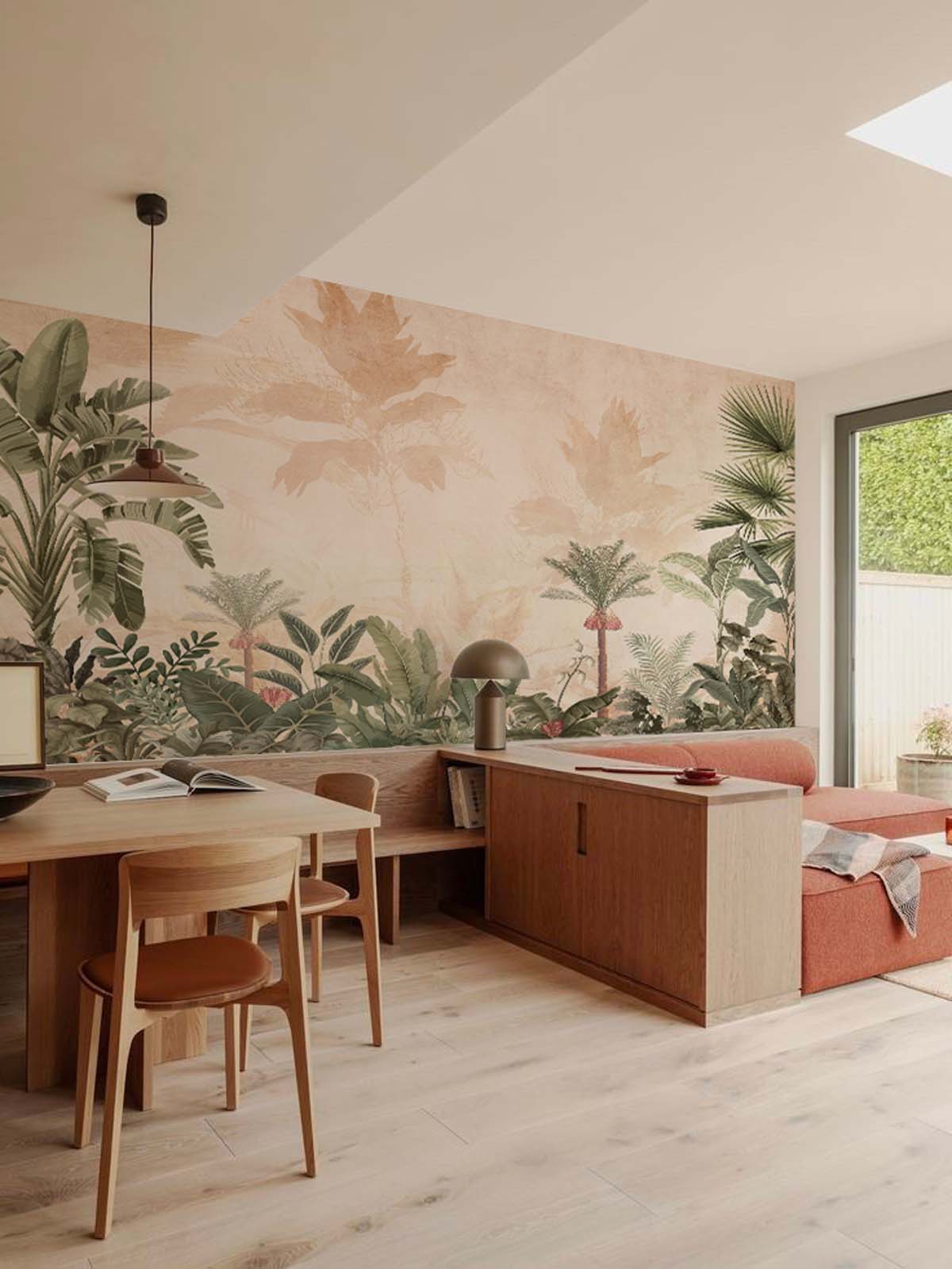 Botanical Paradise, Rustic Jungle Foliage Wall Mural
