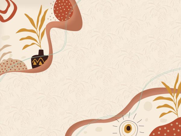 Contemporary, Warm Abstract Flora Wallpaper Mural