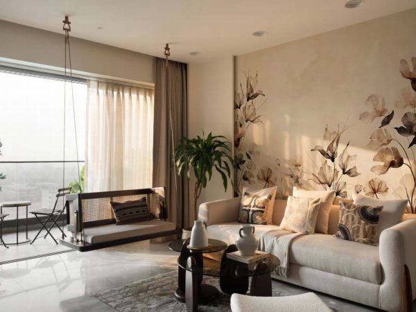Delaira, Sepia Meadow Bloom Floral Wallpaper Mural