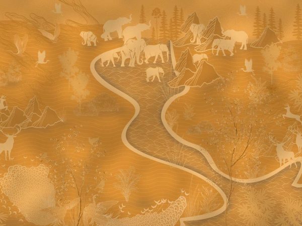 Elaris, Ancient Tale in Gold Wallpaper Mural