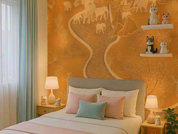 Elaris, Ancient Tale in Gold Wallpaper Mural