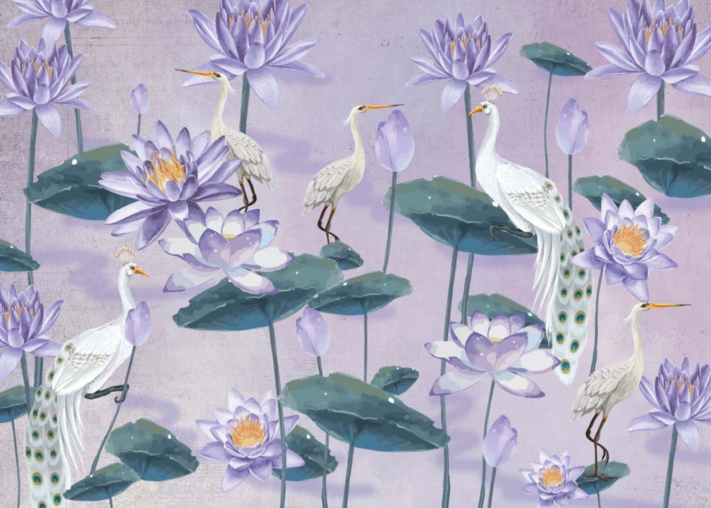 Elysian Pond, Lavender Serenity in Bloom Wallpaper Mural