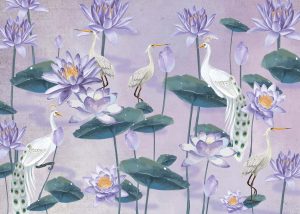 Elysian Pond, Lavender Serenity in Bloom Wallpaper Mural