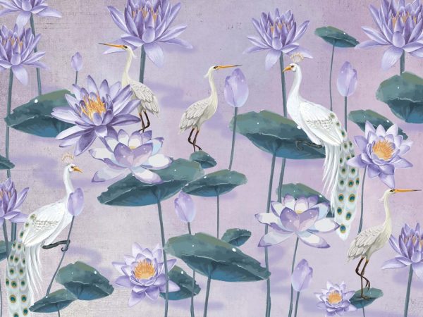 Elysian Pond, Lavender Serenity in Bloom Wallpaper Mural