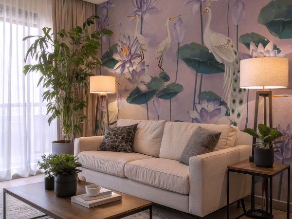 Elysian Pond, Lavender Serenity in Bloom Wallpaper Mural