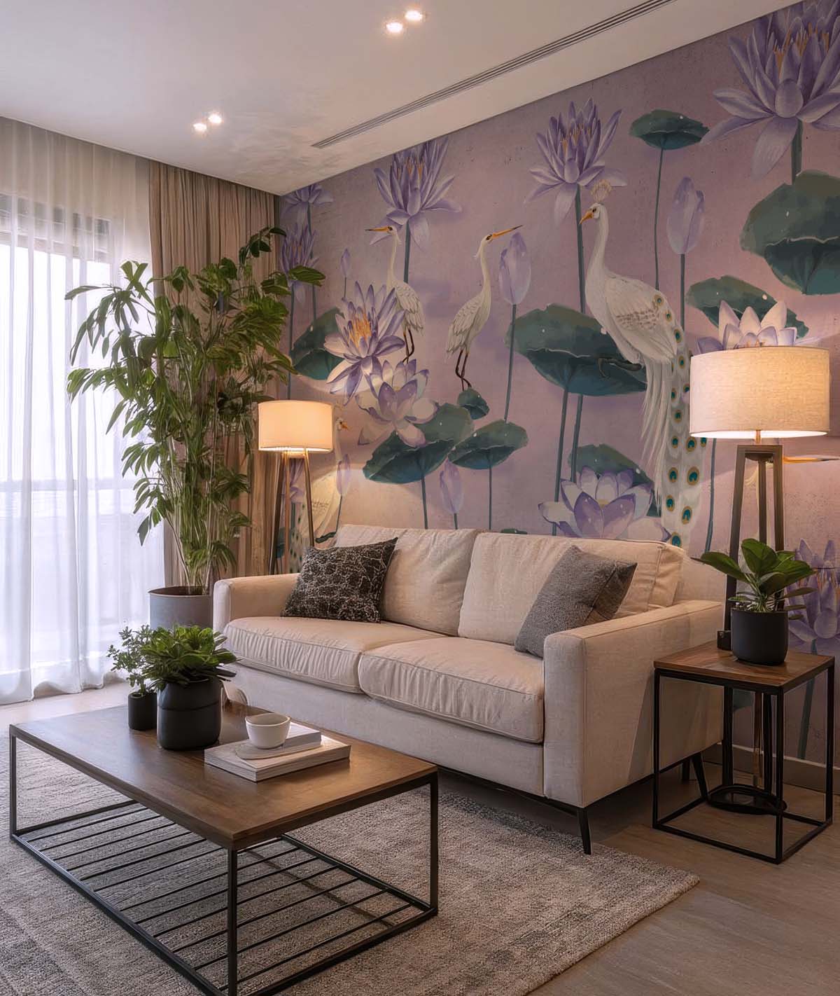 Elysian Pond, Lavender Serenity in Bloom Wallpaper Mural