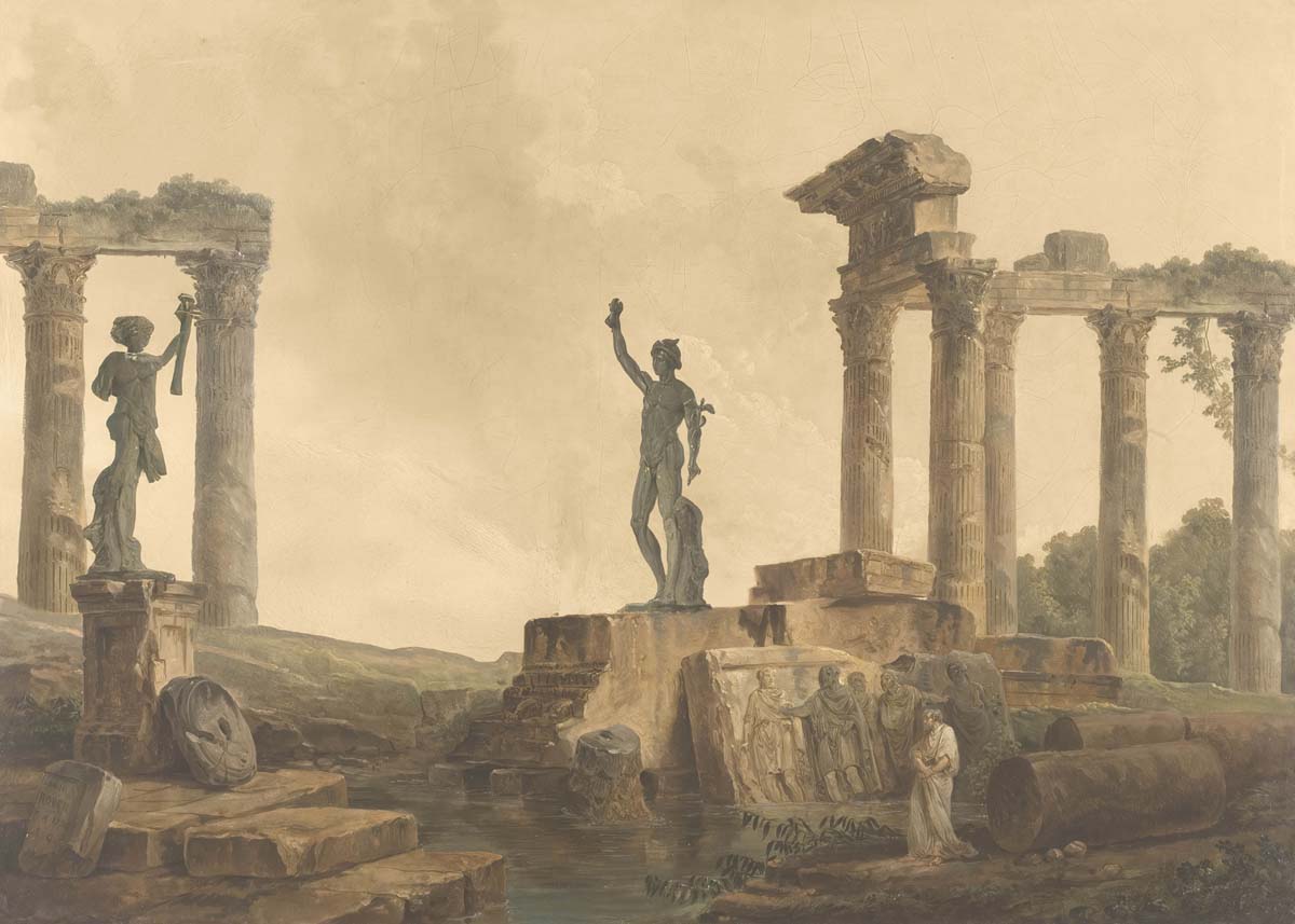 Epic, Classical Statue Pillars Wallpaper Mural