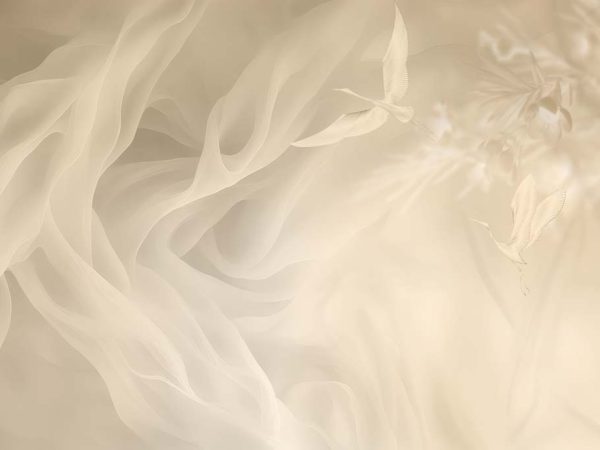 Ethereal Flight, Cream Fabric & Crane Wallpaper Mural