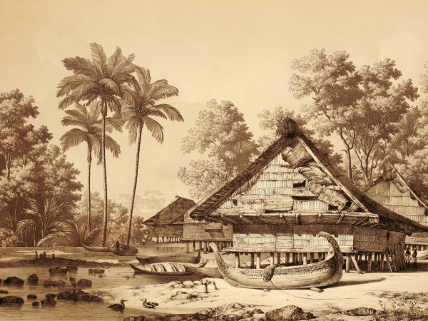 Explorer, Vintage Tropical Village Wallpaper Mural