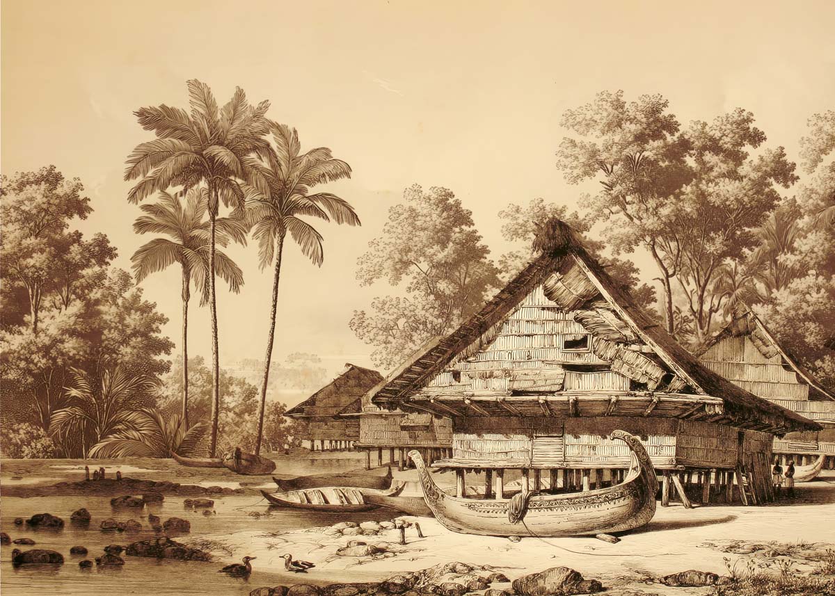 Explorer, Vintage Tropical Village Wallpaper Mural