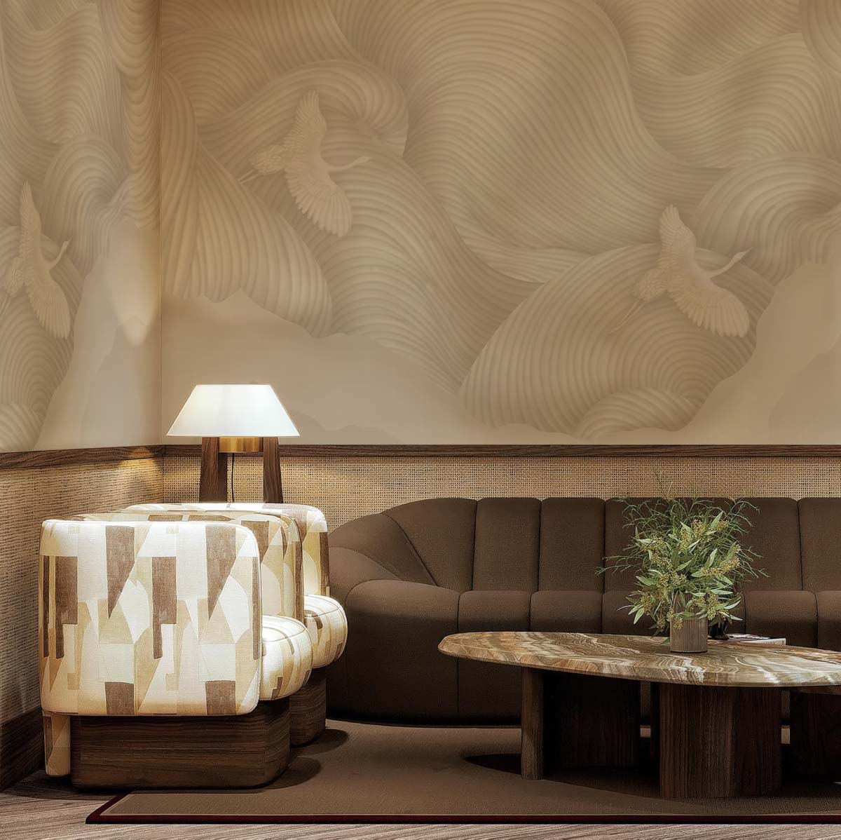 Feathered Drift, Aerial Silence Wallpaper Mural