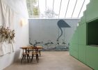Flamingo Sonata, Serene Cranes in a Whispering Waves Wallpaper Mural M
