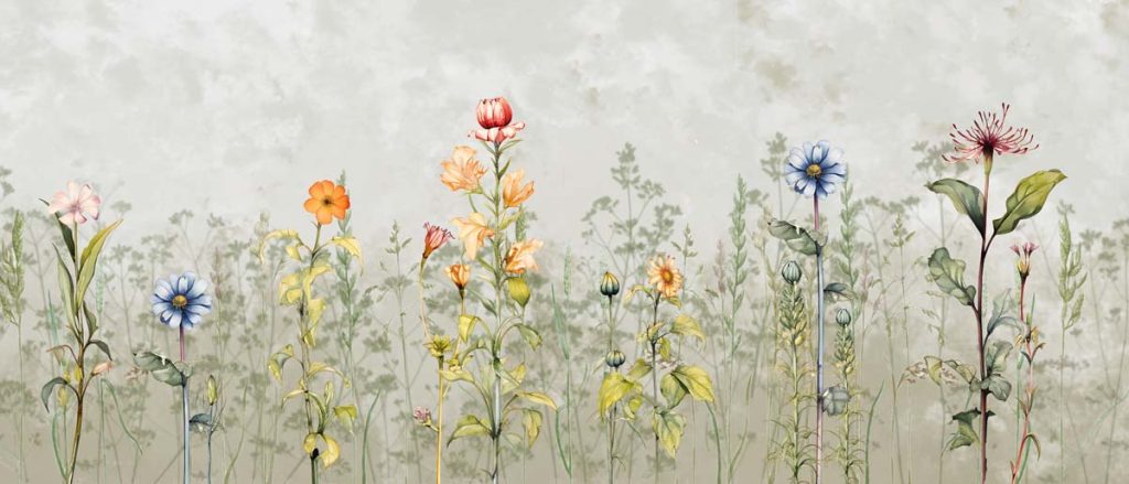 Fleuris, Delicate Meadow Botanicals Wallpaper Mural
