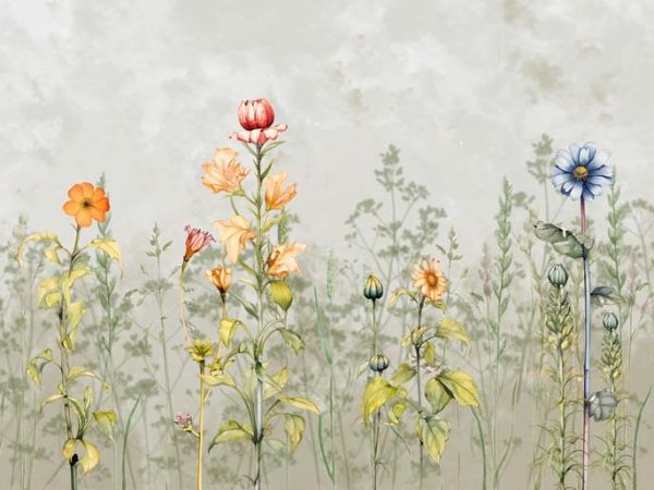 Fleuris, Delicate Meadow Botanicals Wallpaper Mural