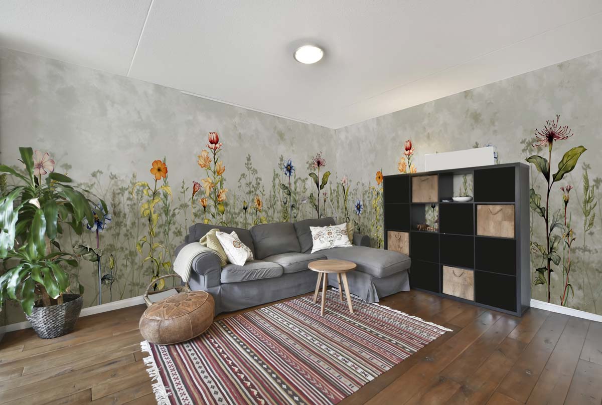 Fleuris, Delicate Meadow Botanicals Wallpaper Mural
