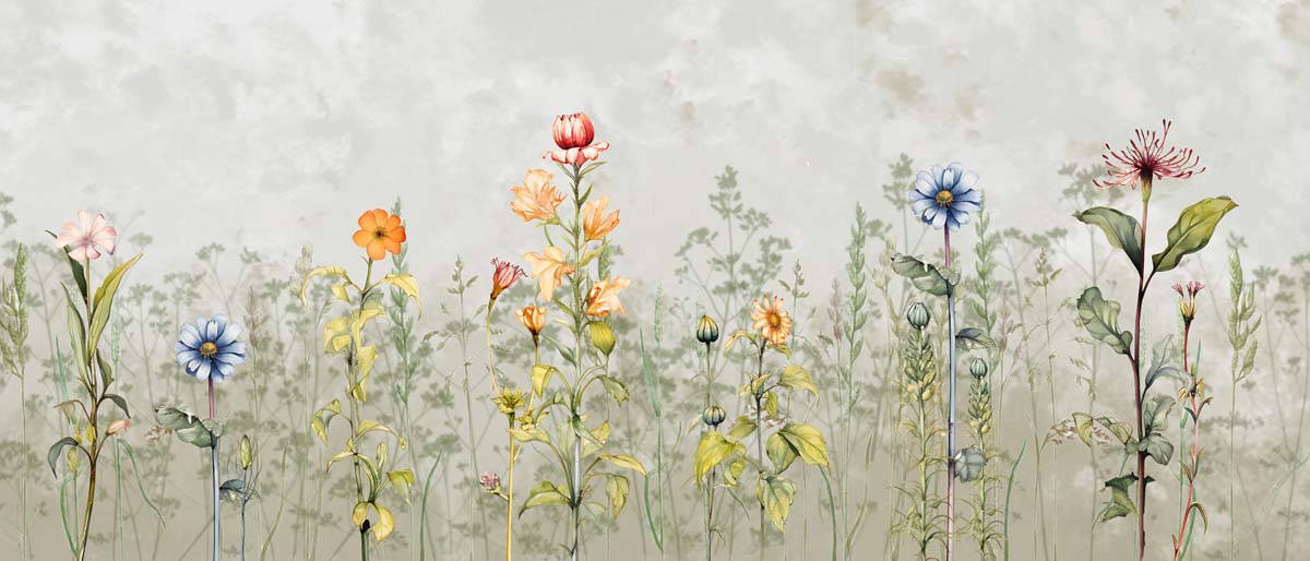Fleuris, Delicate Meadow Botanicals Wallpaper Mural