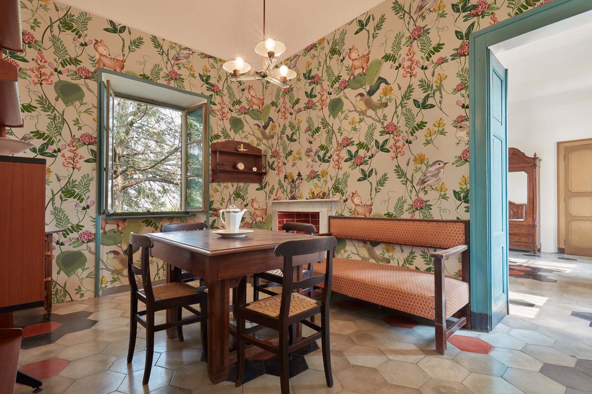 Floral Nest, Baby Deer and Bird Garden Wallpaper Mural
