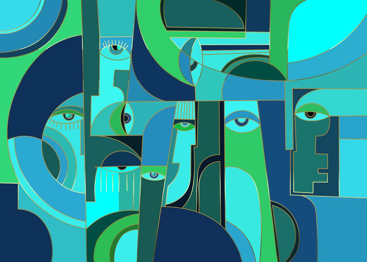 Fractalis, Faces Within Wallpaper Mural