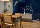 Geisha Silhouettes, Graceful Cranes in a Midnight Bamboo Grove Wallpaper Mural M