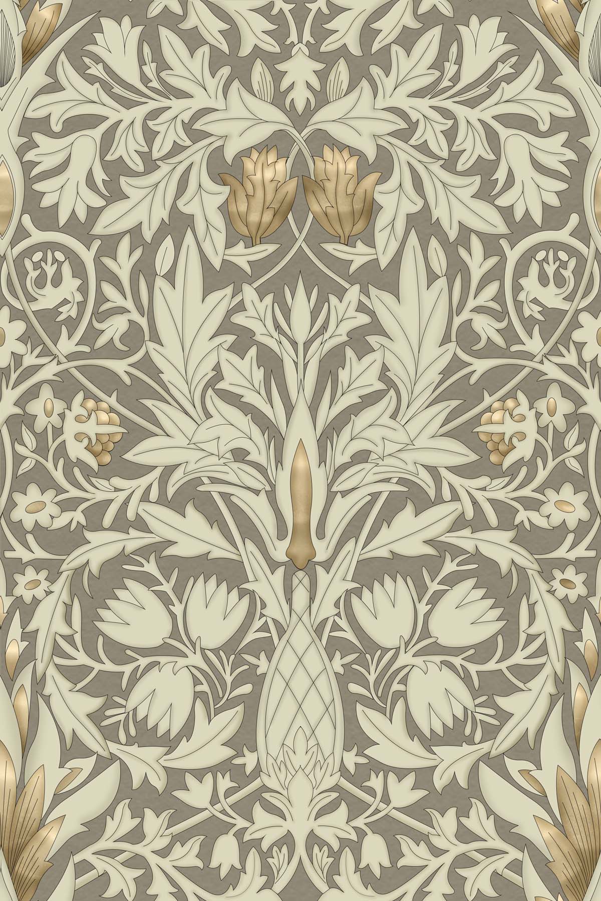 Golden Grove – Ornate Leaves in Antique Bloom Wallpaper