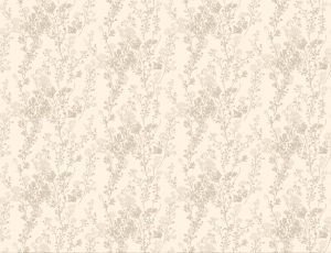 Greige Blossom, Gentle Floral Sprig Wallpaper