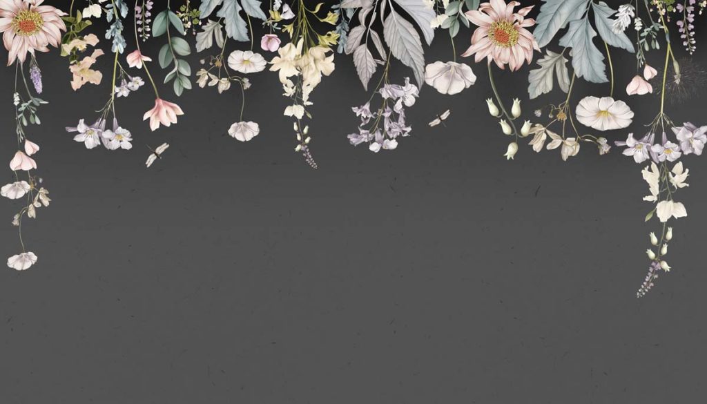Hanging Garden, Deep Charcoal Blossom Wallpaper Mural