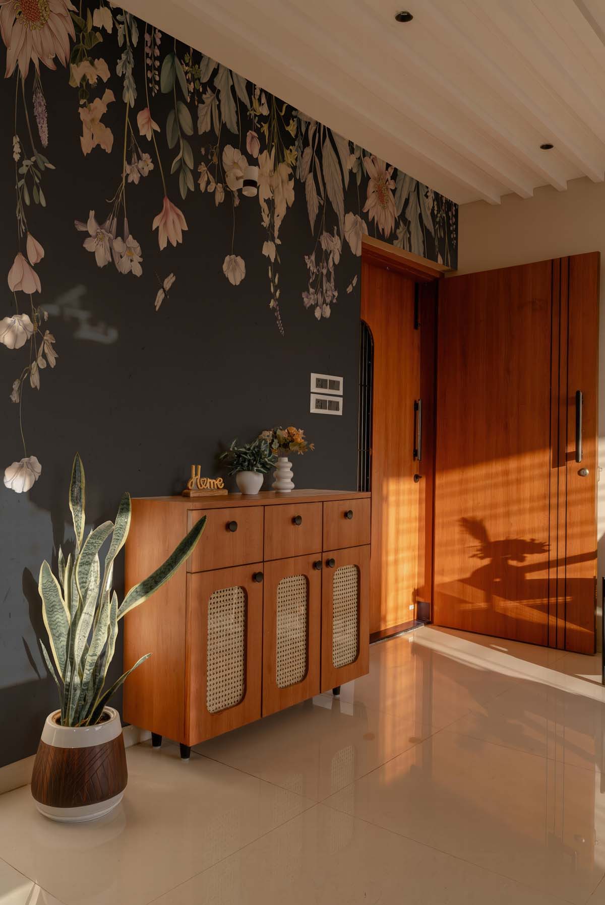 Hanging Garden, Deep Charcoal Blossom Wallpaper Mural