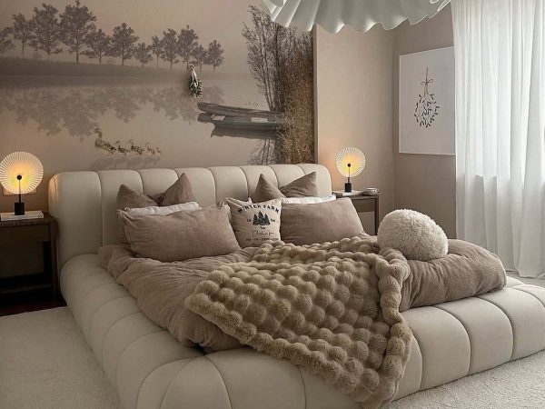 Hazy Horizon, Calm Lake Landscape Wallpaper Mural