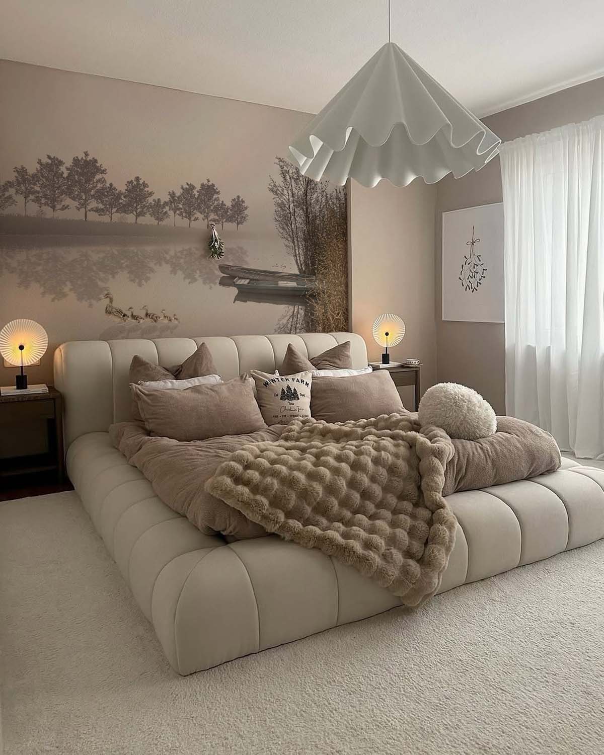 Hazy Horizon, Calm Lake Landscape Wallpaper Mural