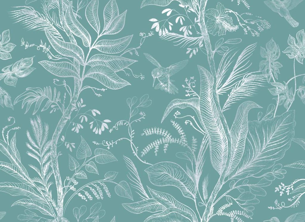 Hummingbird Haven, Beautiful Botanical Breeze Wallpaper Mural