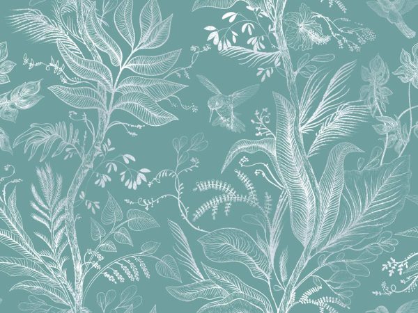 Hummingbird Haven, Beautiful Botanical Breeze Wallpaper Mural