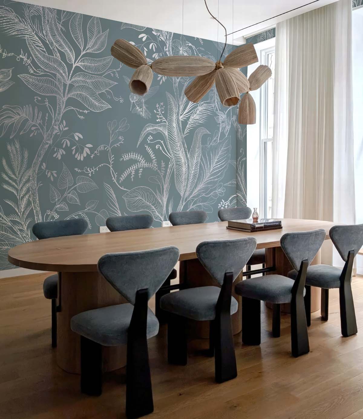 Hummingbird Haven, Beautiful Botanical Breeze Wallpaper Mural